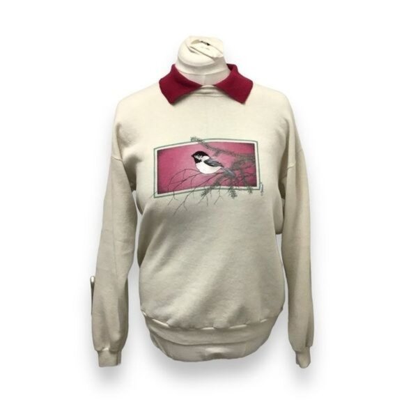 Lee Vintage Women’s Sweatshirt with Contrast Collar and Graphic, Beige, size L - Picture 1 of 7